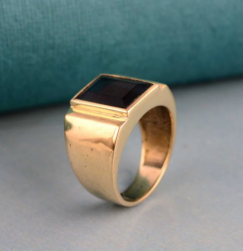 Black Onyx Ring Ring for Men Black Gem Stone Etsy