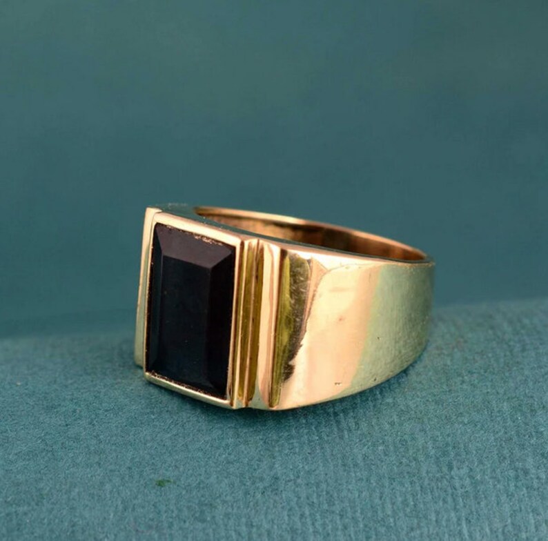 Black Onyx Ring Ring for Men Black Gem Stone Etsy