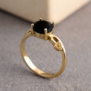 Black Obsidian Ring, Gemstone Ring, Hand Ring, Gold Ring, Stacking Black Ring, Dainty Obsidian Ring, Personalized Gift, Promise Ring