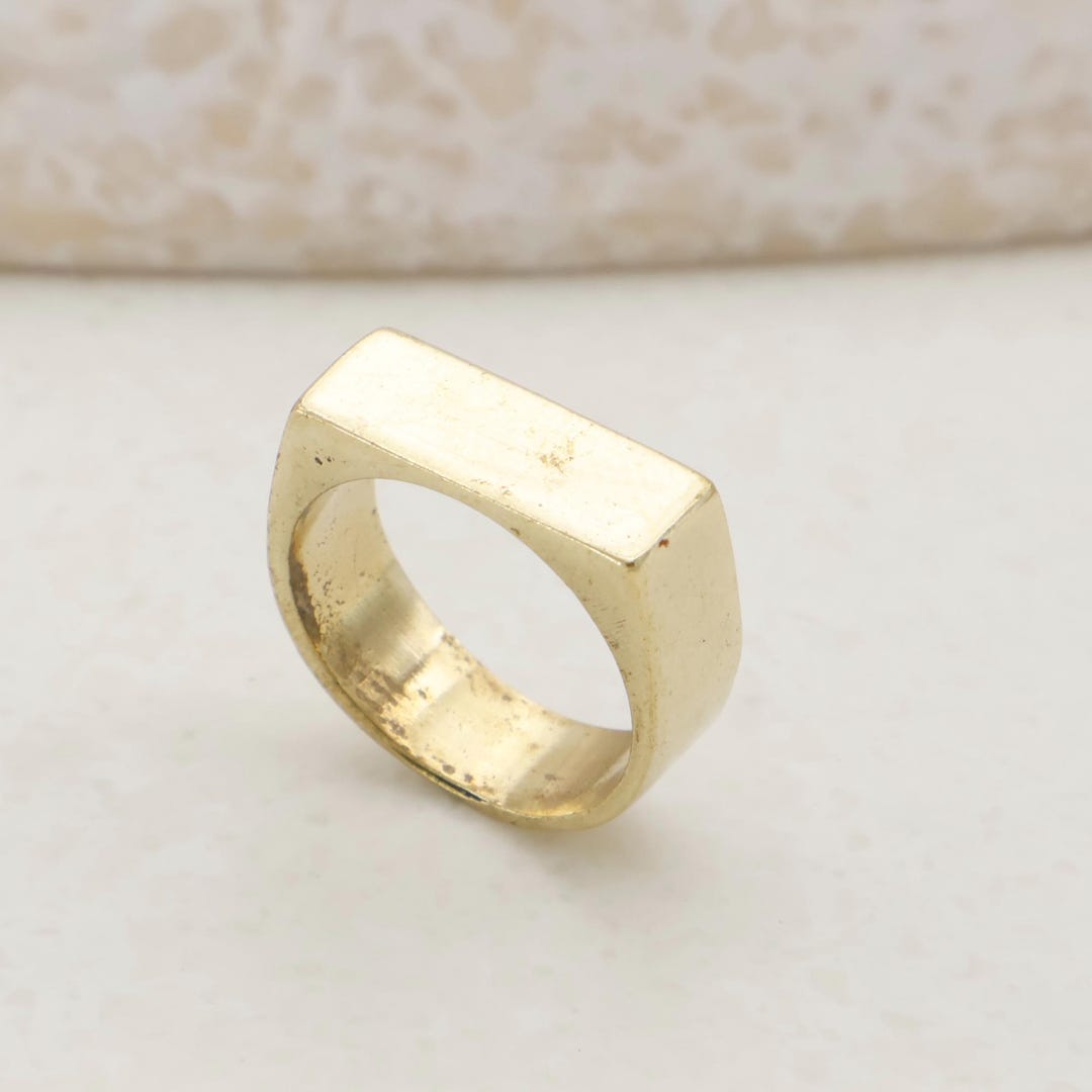Rectangular Bands Gold Rectangular Band Ring | Minimal Geometric Statement Ring ...