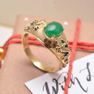 Jade Gemstone Ring, Natural Jade Ring, Delicate Ring, Ring For Her, Dainty Gold Ring, Promise Ring, Statement  Ring, Graduation Gift