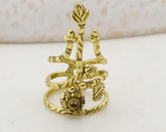 Adjustable Arthritis Relief Ring | Gold Floral Wrap Support Ring for Finger Joint Pain | Open Comfort Therapeutic Ring for Women