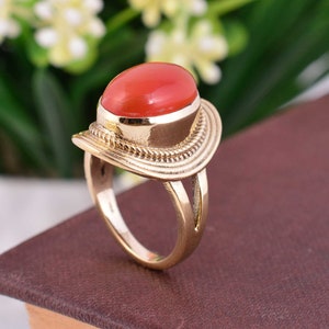 Carnelian Ring, 18k Gold Gemstone Ring, handmade ring, Natural Carnelian Ring, Statement Ring, Boho Ring,Carnelian jewelry, Oval Cut jewelry