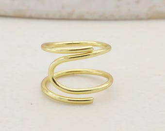 Adjustable Arthritis Relief Ring | Minimalist Gold Spiral Support Ring for Finger Joint Pain | Open Comfort Wrap Ring