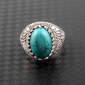 Anillo turquesa, anillo de plata de ley 925, anillo turquesa crudo, anillo de cristal curativo crudo, anillo turquesa grueso, anillo turquesa, regalo para ella