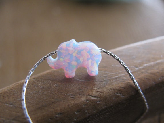 Opal Necklace Opal Elephant Necklace White Opal Elephant Necklace Silver Charm Necklace Lucky Opal Necklace Opal Jewelry