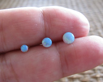 Opal Stud Earrings, Blue Opal Earrings, Opal Jewelry, Minimalist Earrings, Opal Studs, Gold Stud Earrings