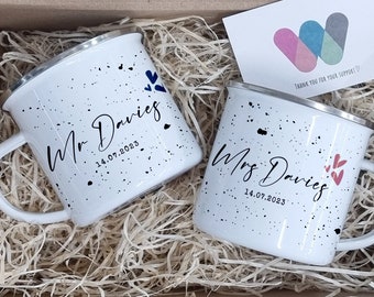 Wedding Anniversary Cup Set, 10 Year Anniversary, Tin Ten Years, Wife, Husband