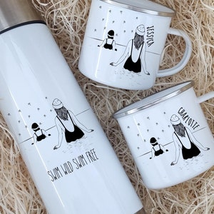 Personalised Wild Swimming Flask and Mug Set: Cold Water Swimmer Gift