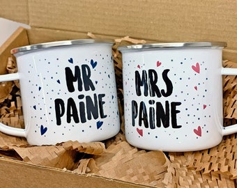 Personalized 10 Year Anniversary Mug Set – Mr & Mrs Tin Anniversary Gift