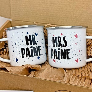 10 Year Anniversary Mug Set - Mr And Mrs, Personalised Anniversary Mugs, Personalised Gift Mug Set, Tin Years Mug, Tin Anniversary