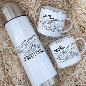 Walkers Mug and Flask Set, Personalised Hiking Gift, Hiking Flask, Personalised Walkers Mugs, Walker Gift, British Walking, Countryside Walk image 1