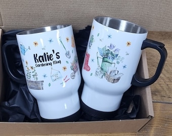Personalised Allotment Travel Mug: Gardener Gift, Grandad Mug, Grandma