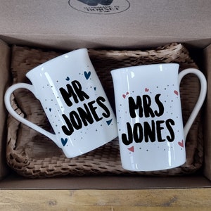 Bone China Mug Set, Mr and Mrs Mugs, 20th Anniversary, China Anniversary, Wedding Anniversary Keepsake, 20th Wedding Gift