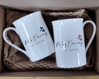 Mr and Mrs Mugs, 20th Anniversary China Mugs, Wedding Anniversary Keepsake, China Anniversary, , Mr and Mrs Gift, Wife, Husband