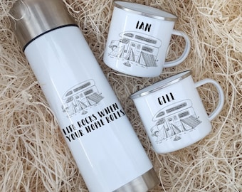 Personalized Campervan Mug and Flask Set: Motorhome Gift