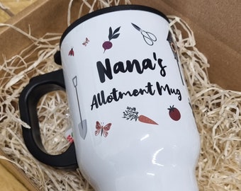 Personalised Allotment Thermal Mug, Gift For Him, Gift For Her, Home Grower Tin Mug, Gardener Mug, Gardener Gift