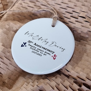 Personalised 20th Anniversary ceramic Keepsake, Anniversary gift, Personalised 20th Anniversary, China Anniversary, Gift For Wife, China