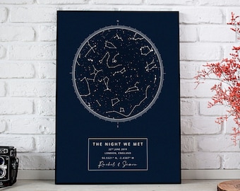 Custom Star Map Print, Personalised Constellation, Star Map Poster, Night Sky Print, Star Map Poster, Night We Met Anniversary Gift