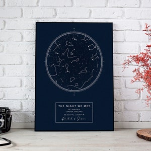 Custom Star Map Print, Personalised Constellation, Star Map Poster, Night Sky Print, Star Map Poster, Night We Met Anniversary Gift