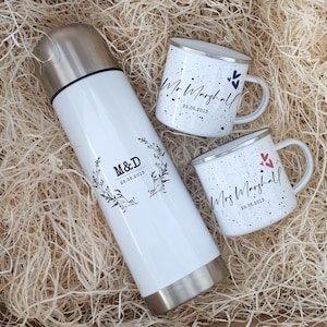 10 Year Anniversary Flask and Cup Set, Tin Years Gift Set, Ten Year Anniversary, Gift for Wife, Husband, Mr and Mrs Gift, Wedding Flask Set