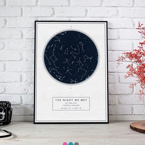 Custom Star Map Print, Personalised Constellation, Night We Met, Anniversary Gift, Night Sky Print, Star Map Poster, Wedding Gift, Framed