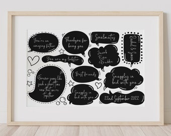 Personalised Love Message Print, Paper Anniversary Gift Idea, Personalised Love Letters, Valentines Gift For Him, 1st Year Married, Wedding