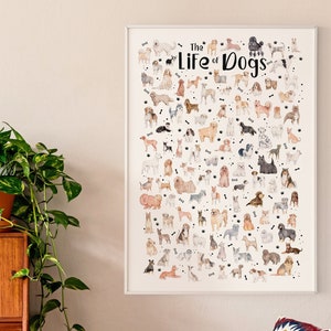 Dog Poster, Office Poster, Dog Breed Print, Dog Print Gift, Dog Wall Decor, Dog Lover Print, Unique Dogs