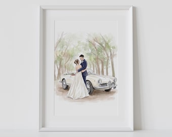 Personalised Watercolour Portrait, Anniversary Present, Wedding Portrait, Painting from Photo, Wife Husband Gift, Valentines Day Gift