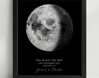 Moon Night Sky Personalised Print, The Night We Met, Night Sky Anniversary Gift, Moon Print Valentines Day or Anniversary, Wedding Print
