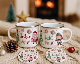 Personalised Christmas Mug for Kids, Christmas Eve Box Gift, Hot Chocolate Cup, Vintage