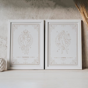 Zodiac Sign Print Illustration: Astrology Art on Watercolour Paper