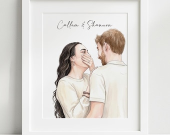 Personalised Watercolor Portrait from Photo: Custom Family Art, Couple Gift, Valentines For Him