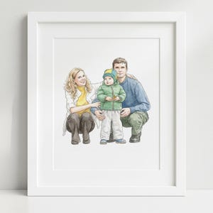 Personalised Watercolor Portrait from Photo: Custom Family Art, Couple Gift, Pet Drawing