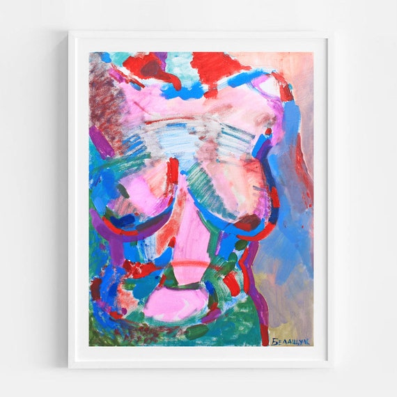Oil artwork - Warm purple nude - Original painting on canvas, bright nude, nude painting, figure artwork, female nude sketch, nude art