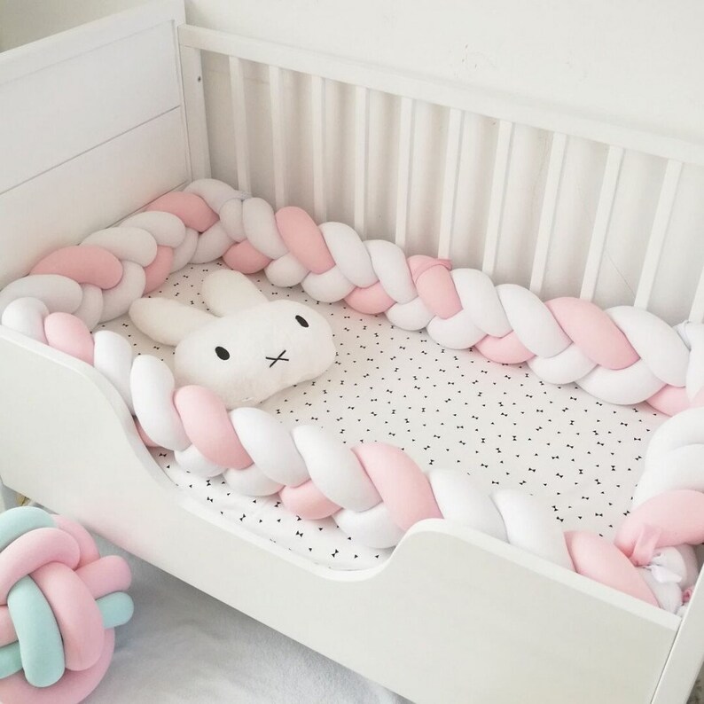 Crib Bumper Bedding Bed Cot Braid Pillow Pad Protector Etsy UK
