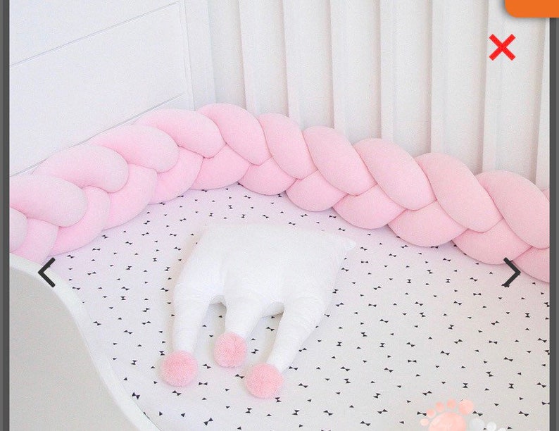 Crib Bumper Bedding Bed Cot Braid Pillow Pad Protector Etsy UK