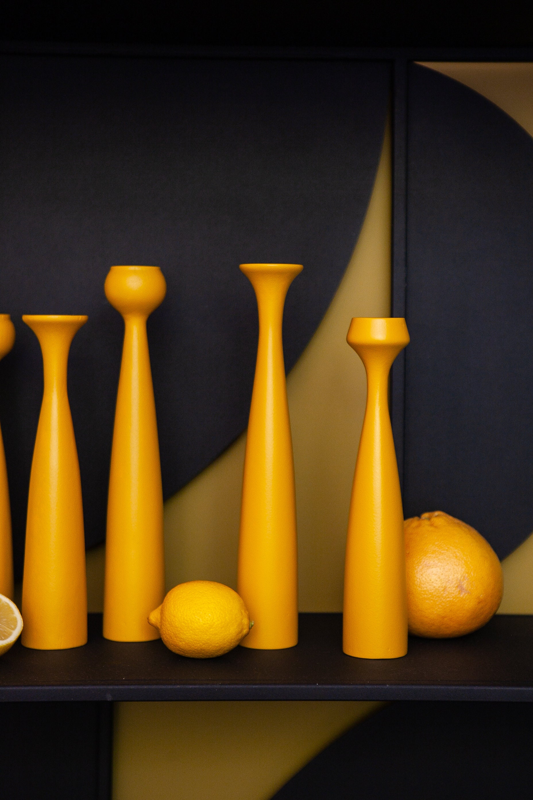 Yellow candle holder set housewarming gift handmade home Etsy