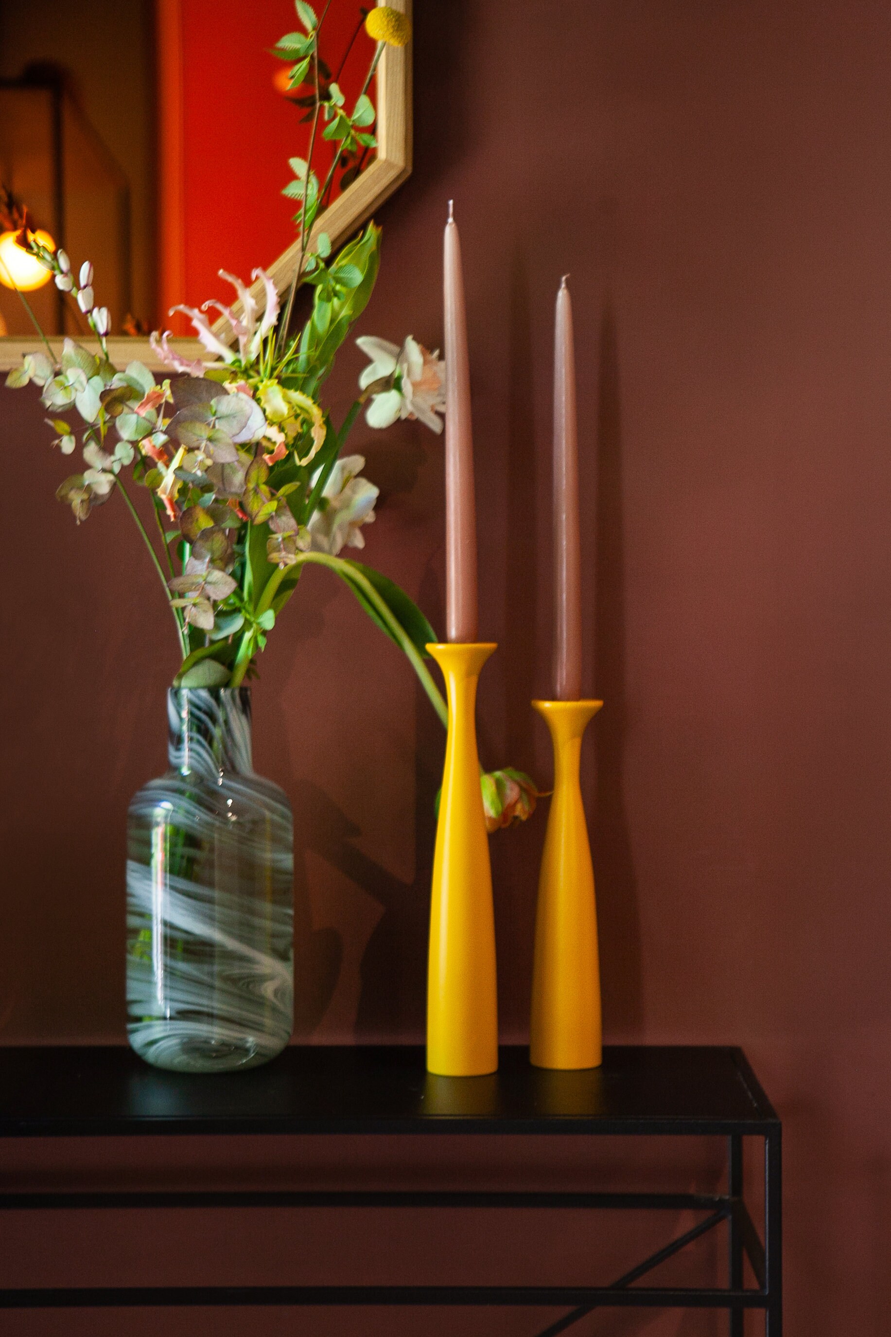 Yellow candle holders set new home decor gift Etsy