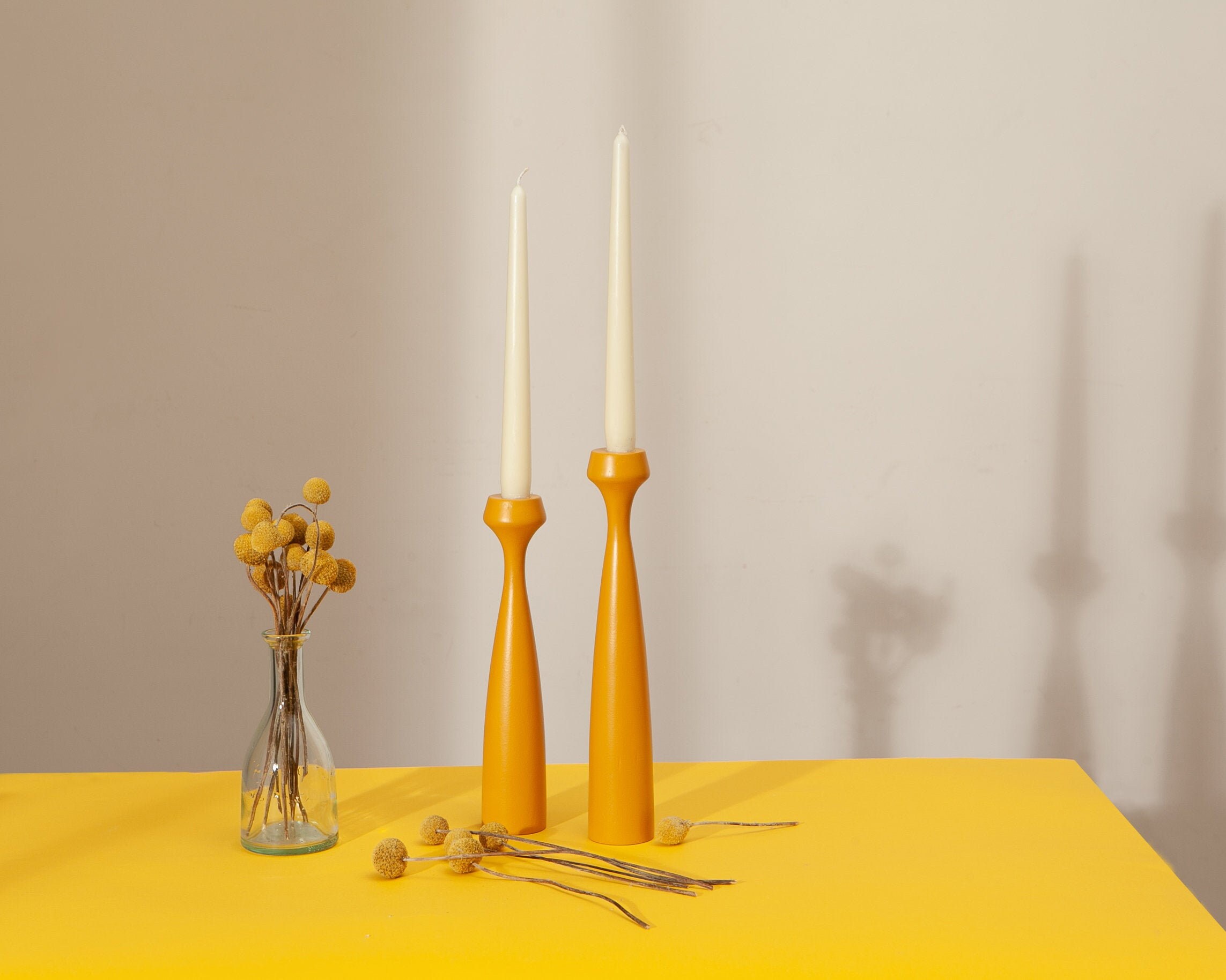 Yellow candle holder set housewarming gift handmade home Etsy