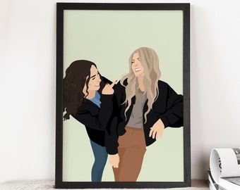 Custom Best Friend Gift,Personalized Sister Poster,Personalized Best Friend Portrait,Custom Portrait for Friend,Beste Freundin Geschenk