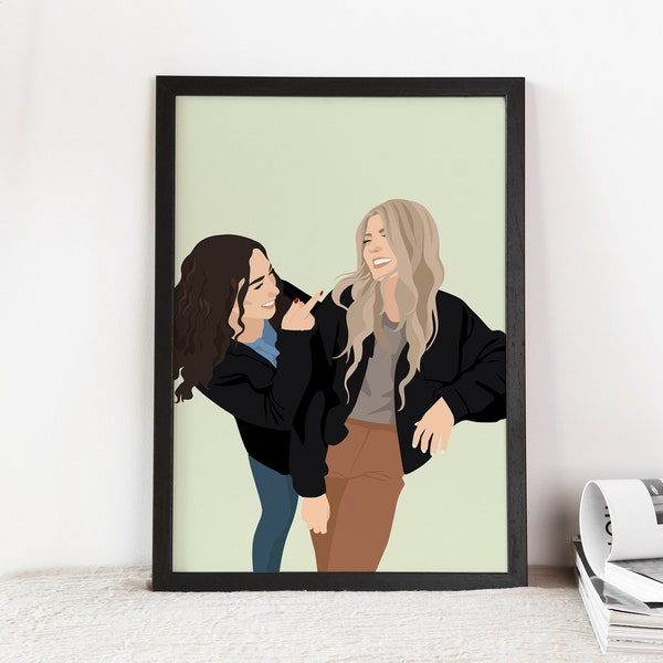 Custom Best Friend Gift,Personalized Sister Poster,Personalized Best Friend Portrait,Custom Portrait for Friend,Beste Freundin Geschenk