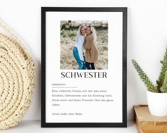 Geschenk fur Schwester,Schwester Definition Poster,Benutzerdefinierte Geschenk,Schwester Karte,Geburtstag der Schwester,Plakat für Schwester