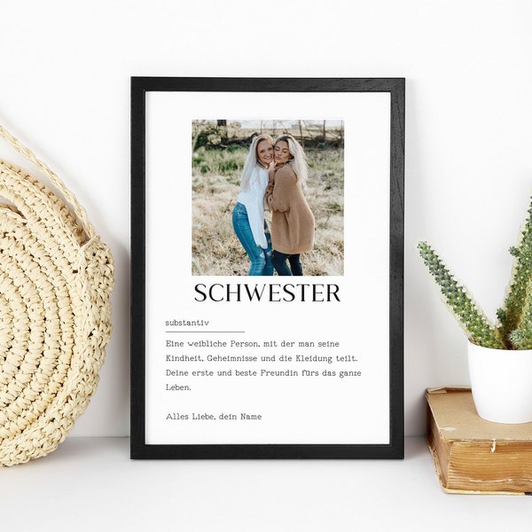 Geschenk fur Schwester,Schwester Definition Poster,Benutzerdefinierte Geschenk,Schwester Karte,Geburtstag der Schwester,Plakat für Schwester