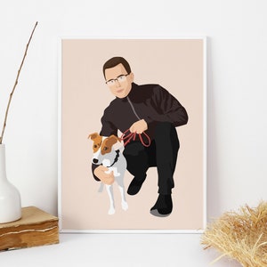 Custom Pet Owner Illustration,Family Dog Portrait,Gift Pet Owner,Personalized Family Gift,Hundeportrait Personalisiert,Pet Digital Download image 1