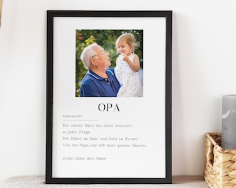 Geschenk fur Opa,Grossvater Definition Poster,Benutzerdefinierte Geschenk,Opa Karte,Geburtstag der Opa,Plakat für Grossvater,Beste Opa