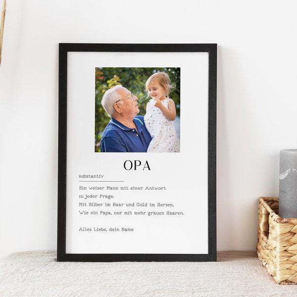 Geschenk fur Opa,Grossvater Definition Poster,Benutzerdefinierte Geschenk,Opa Karte,Geburtstag der Opa,Plakat für Grossvater,Beste Opa