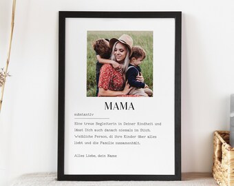 Geschenk fur Mama,Mutter Definition Poster,Benutzerdefinierte Geschenk,Mutter Karte,Geburtstag der Mama,Plakat für Mutter,Beste Mutter Print