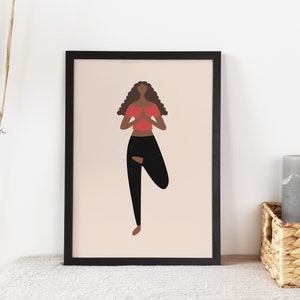 Black Girl Yoga Poster,Yoga Pose Poster,Yoga Art Print,Woman Yoga Wall Art,Yoga Lover Art Print,Illustrated Yoga Print,Meditation Yoga Print