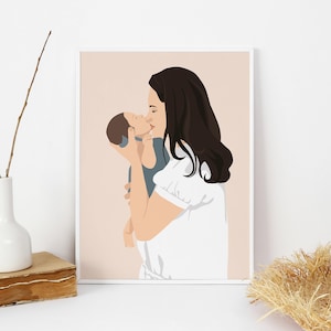 Gift for Mothers Day,Custom Mom Gift,Personalized Mother Baby Poster,Custom Motherhood Portrait,Baby Birthday Gift,Mutter und Baby Geschenk